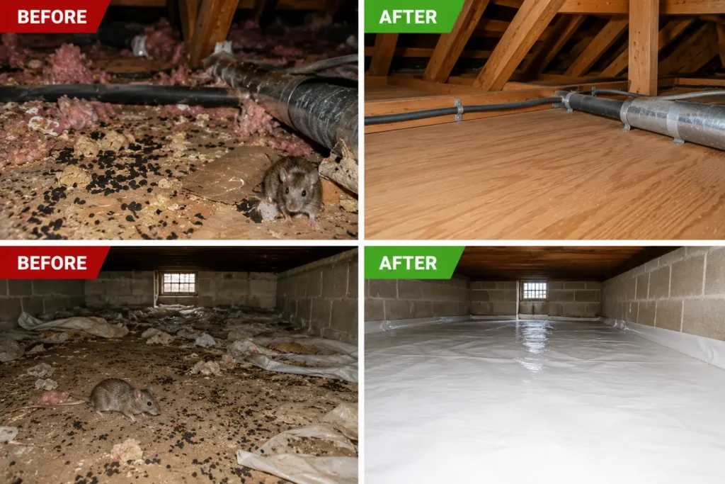 before after rodent control aurora co cleanup proffession image