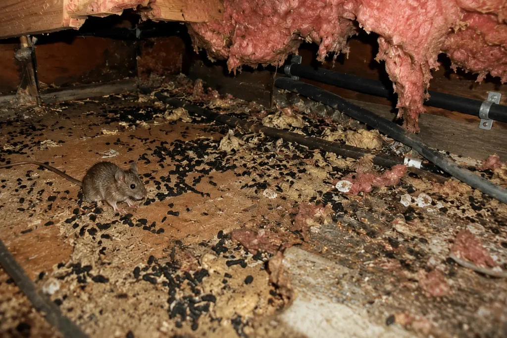 Rodent control aurora co infested crawl space before professional cleanup